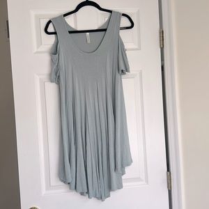 Cold Shoulder Pastel Green Shirt Dress Size L